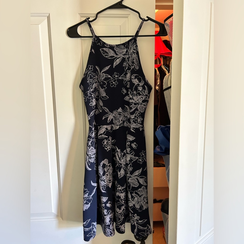 Blue Floral A line Dress